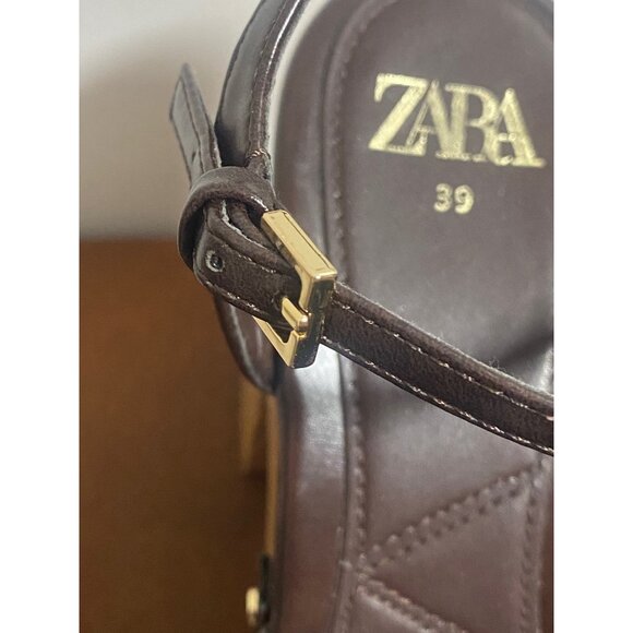 NWOB ZARA HIGH HEEL PLATFORM STUD SANDALS BROWN SIZE 39 EU 8- US - Picture 6 of 11